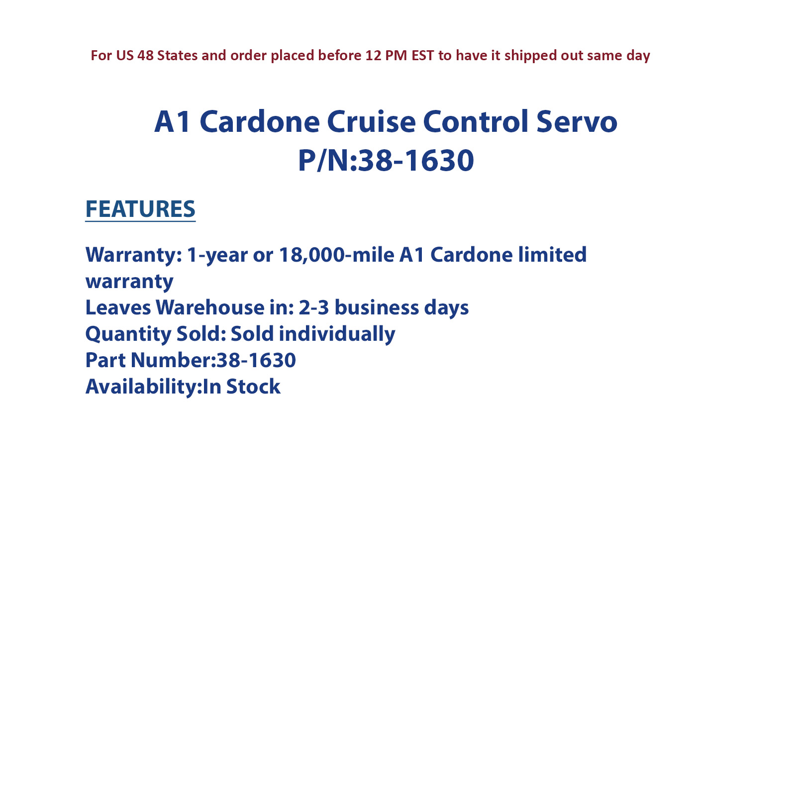 Cruise Control Servo Cardone 38-1630 Reman